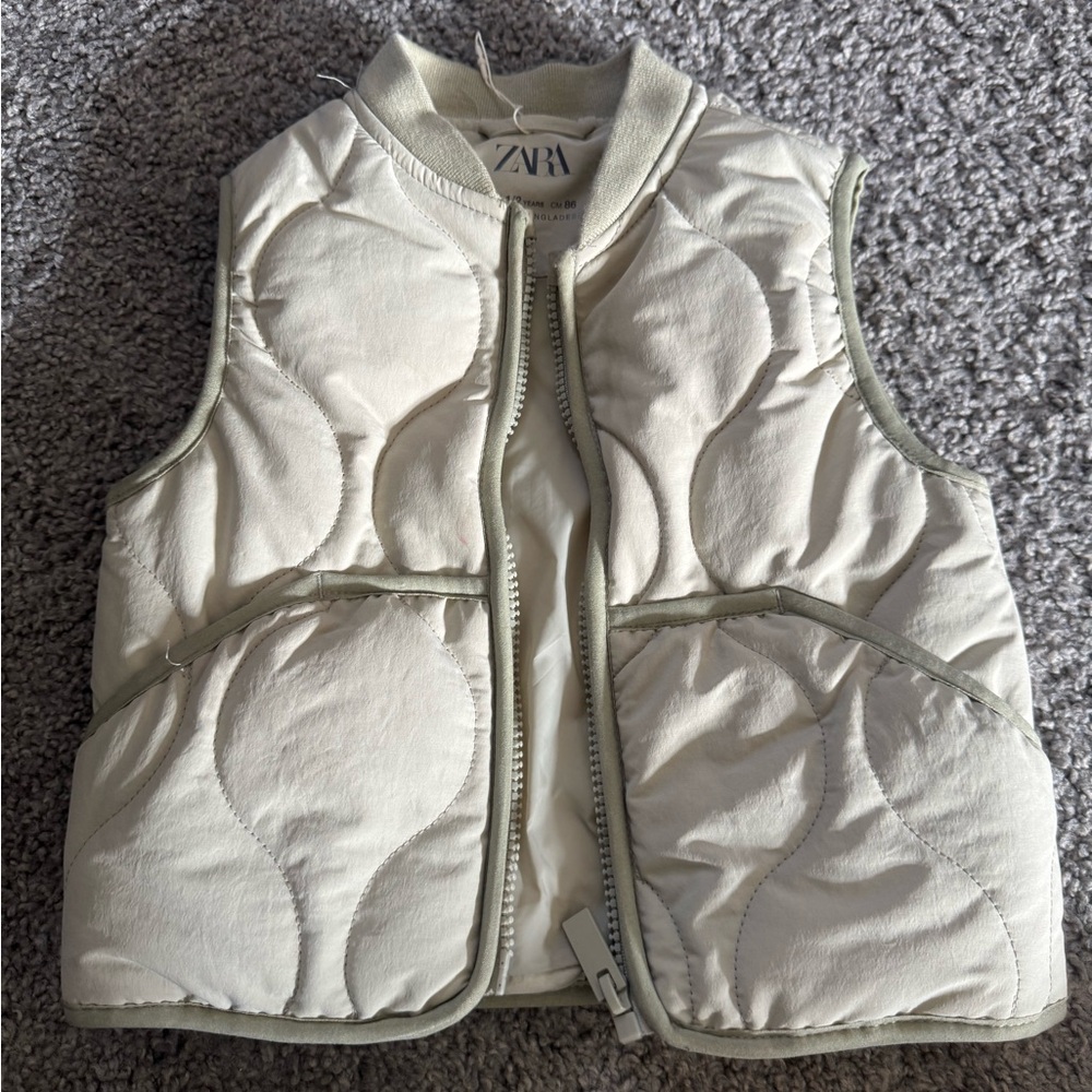 Zara Kids Ivory Quilted Vest